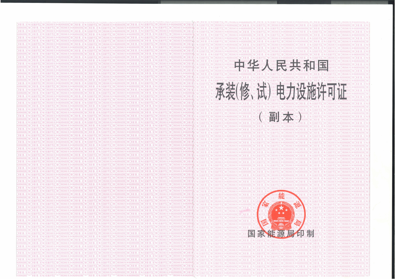 承裝（修、試）電力設(shè)施許可證